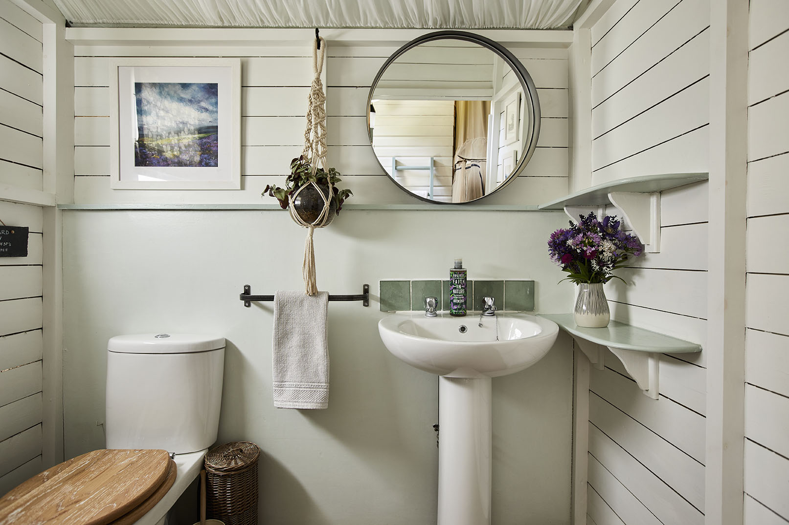 luxury bathroom inside one of the glamping lodges at longlands, devon